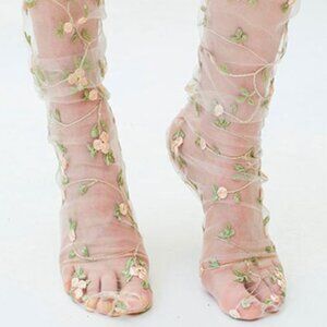 Embroidered Tulle Socks: Lirika Matoshi